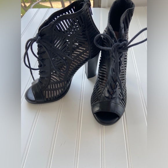 Mix No. 6 Priamo black lace up laser cut heels - Picture 12 of 15